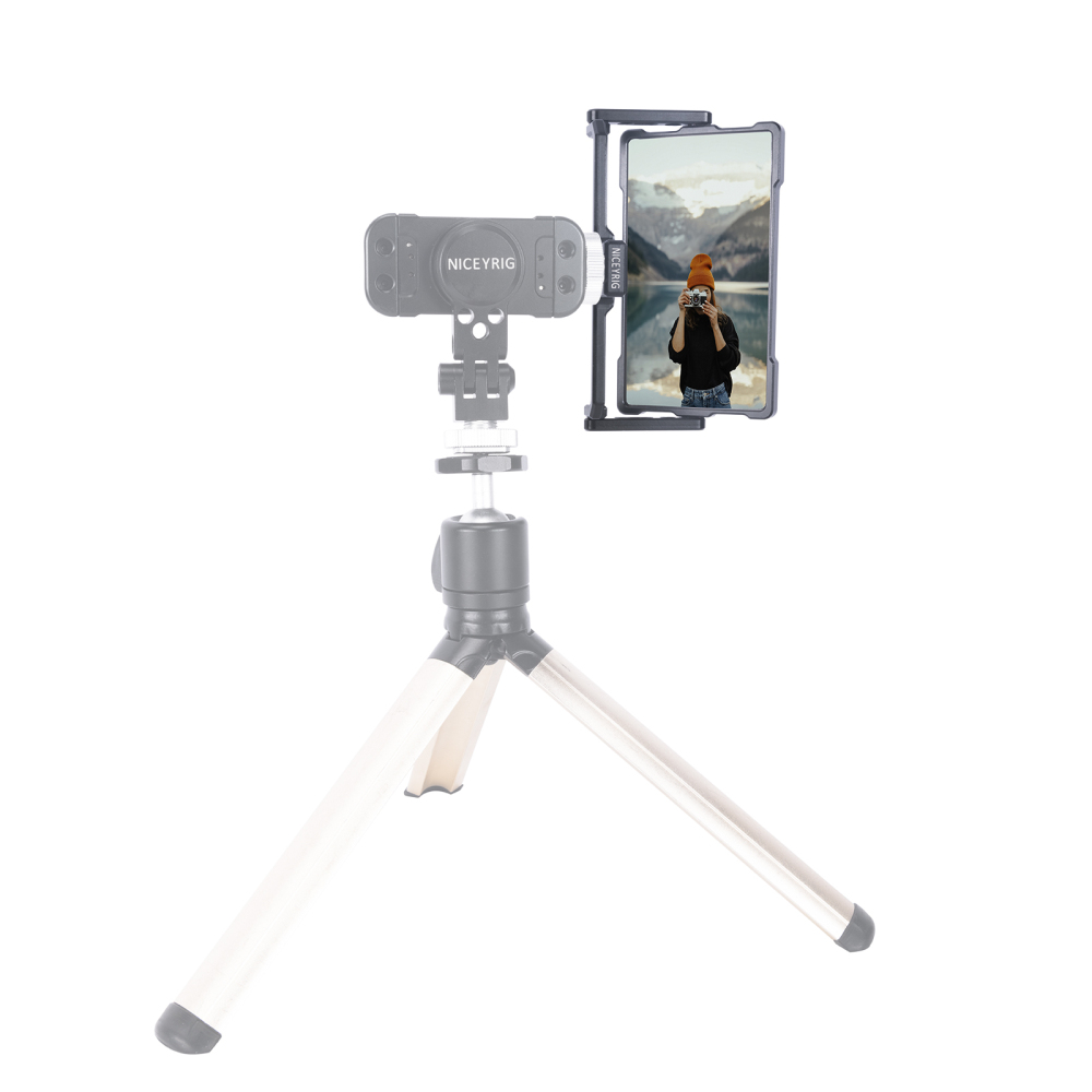 Niceyrig Foldable Selfie Vlog Filmmaking Flip Screen Mirror Monitor for IPhone 14 13 12 11 Pro Max Galaxy S22 HUAWEI Android Smartphone Vlogging