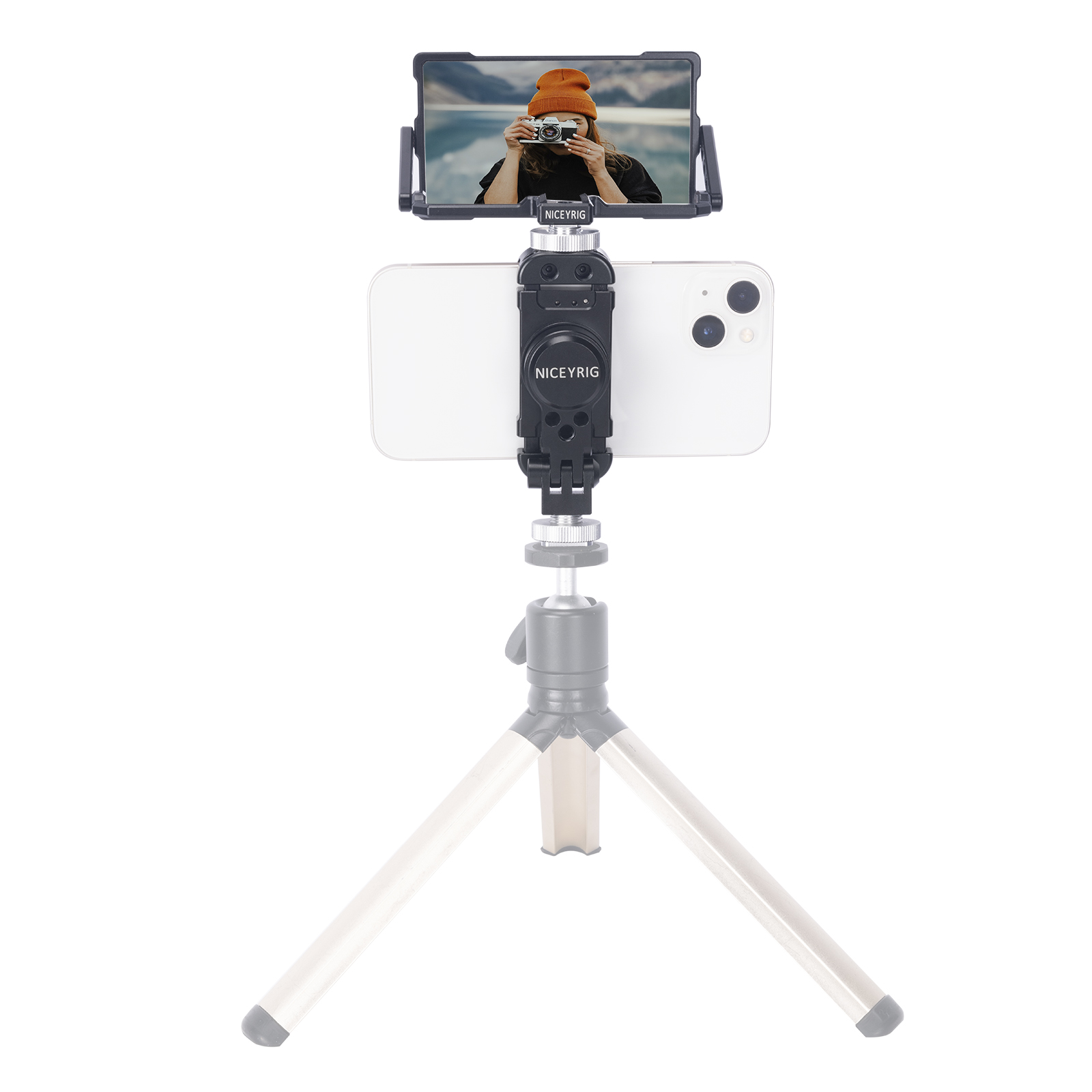 Niceyrig Vlogging Live Streaming Selfie Kit with Flip Monitor Mirror &  Smart Phone Tripod Mount Holder Clamp