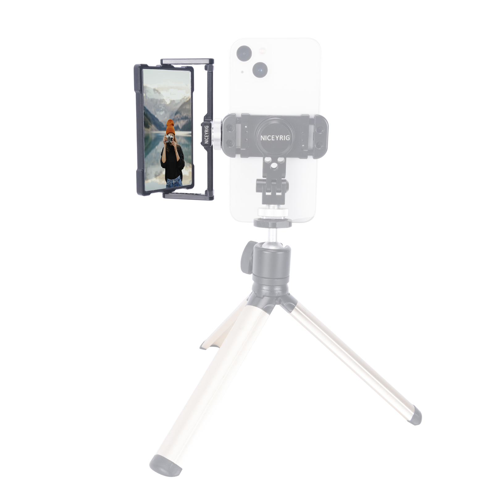 Niceyrig Foldable Selfie Vlog Filmmaking Flip Screen Mirror Monitor for IPhone 14 13 12 11 Pro Max Galaxy S22 HUAWEI Android Smartphone Vlogging