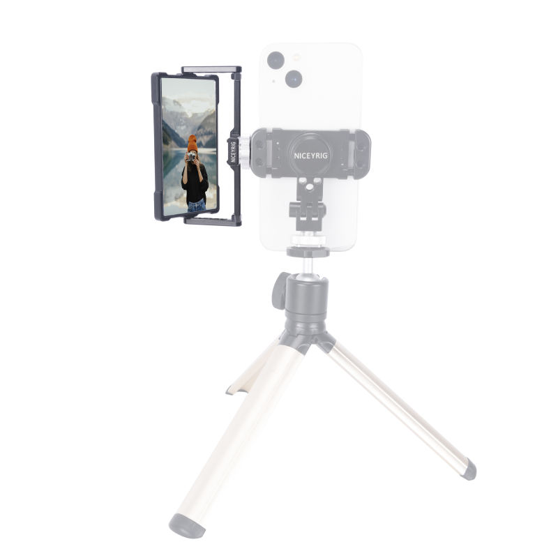 NICEYRIG Vlog Selfie Mirror Camera/Phone TikTok Twitch  Live Cold  Shoe Mount 360° Flip Screen Mirror Applicable for iPhone 14/13/12/11/XS SE