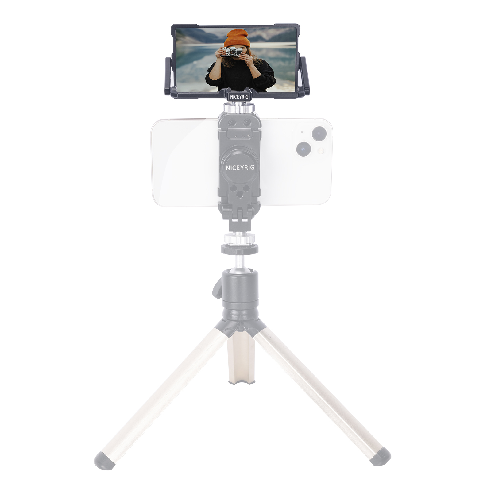 Niceyrig Foldable Selfie Vlog Filmmaking Flip Screen Mirror Monitor for IPhone 14 13 12 11 Pro Max Galaxy S22 HUAWEI Android Smartphone Vlogging