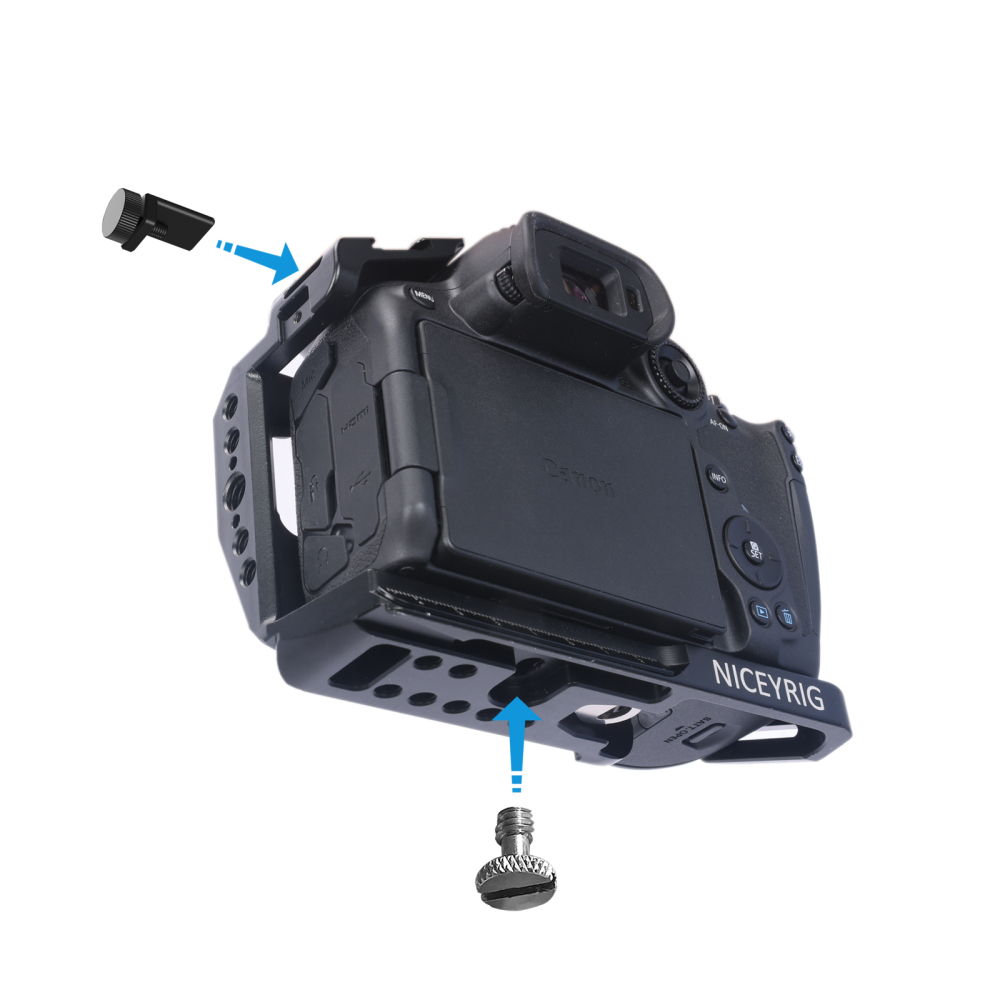 Niceyrig Camera Cage kit for Canon EOS R7 with Cold Shoe Mount Arri Locating Hole Nato Rail Arca-Swiss Bottom