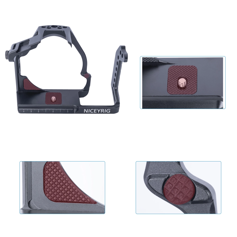 NICEYRIG Gabbia Per Canon EOS 90D / 80D / 70D | Con Guide NATO, Cold Shoe, Attacchi ARRI E 1/4" | Piastra Arca Swiss Inclusa - 2