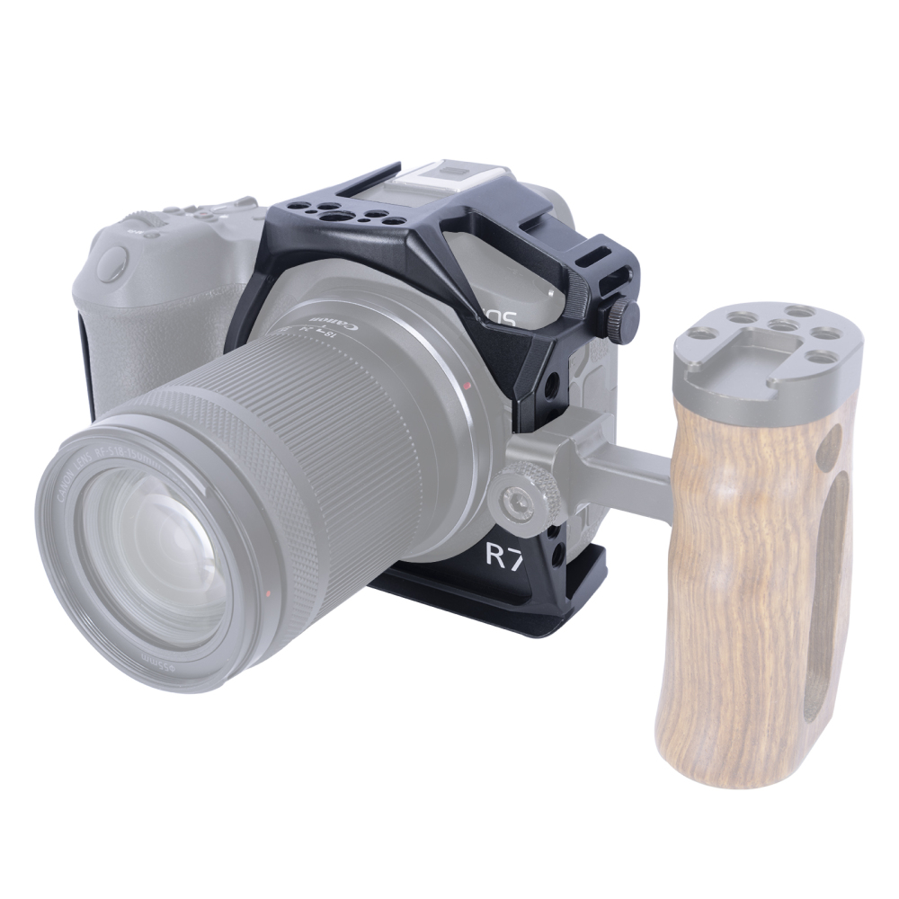 Niceyrig Camera Cage kit for Canon EOS R7 with Cold Shoe Mount Arri Locating Hole Nato Rail Arca-Swiss Bottom