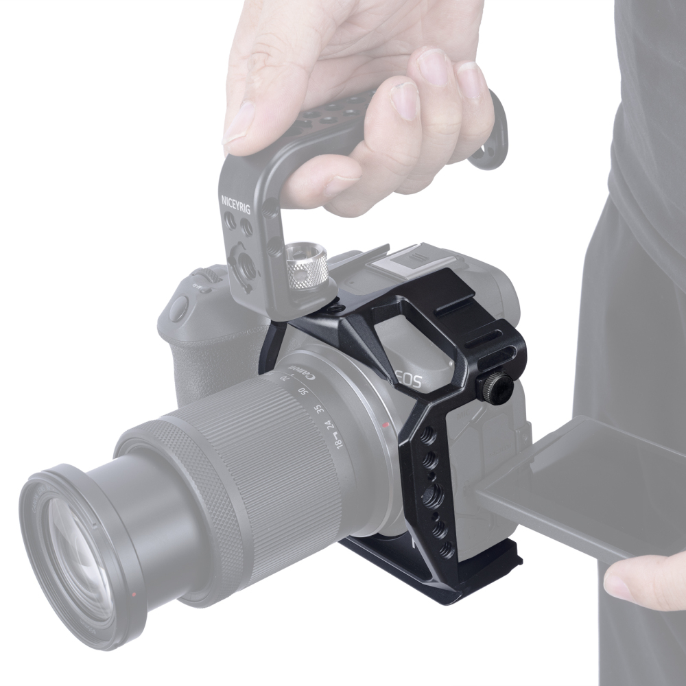 Niceyrig Camera Cage kit for Canon EOS R7 with Cold Shoe Mount Arri Locating Hole Nato Rail Arca-Swiss Bottom