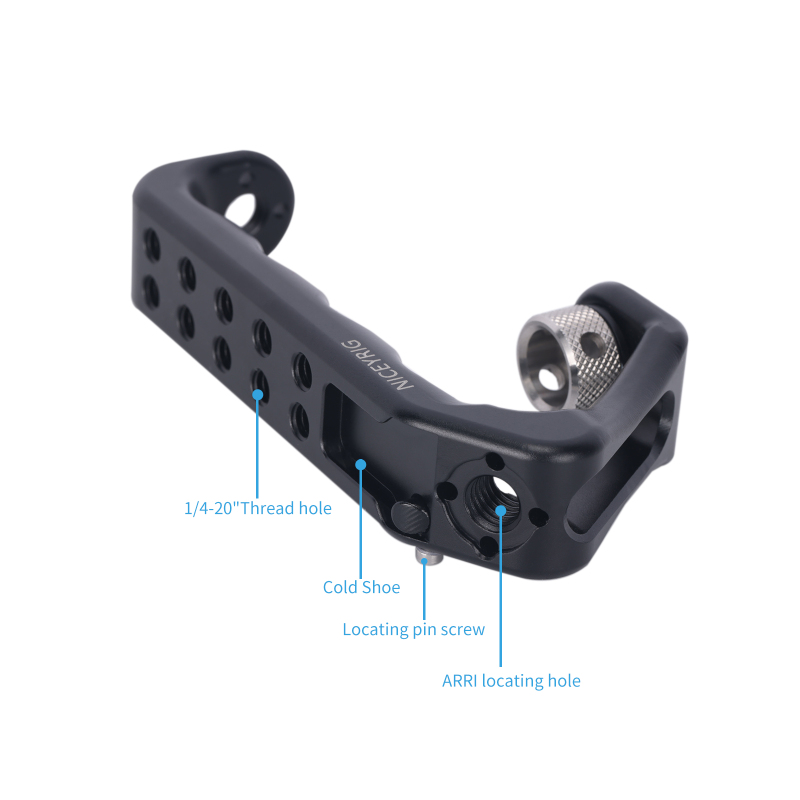 Niceyrig 3/8''-16 Arri Locating Top Handle with Cold Shoe Mount 1/4''-20 Thread Holes for DSLR Cameras Video Camcorder