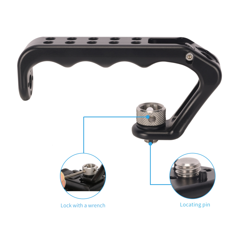 Niceyrig 3/8''-16 Arri Locating Top Handle with Cold Shoe Mount 1/4''-20 Thread Holes for DSLR Cameras Video Camcorder