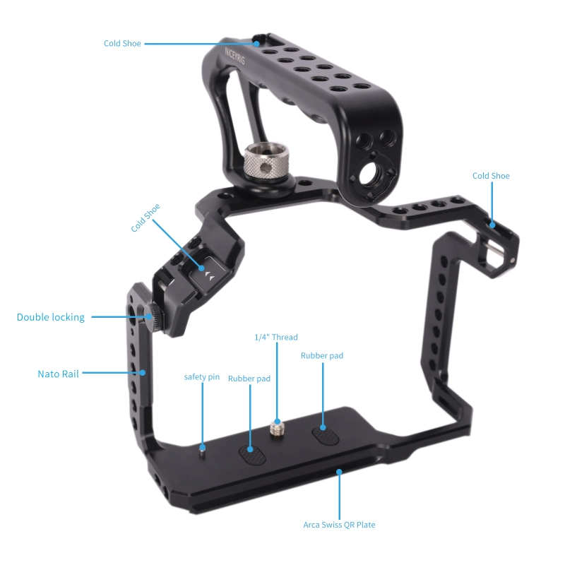 Niceyrig Camera Cage Kit with Top Handle (Arri Locating) for Canon EOS R5C/R5/R6/R6 MarkII