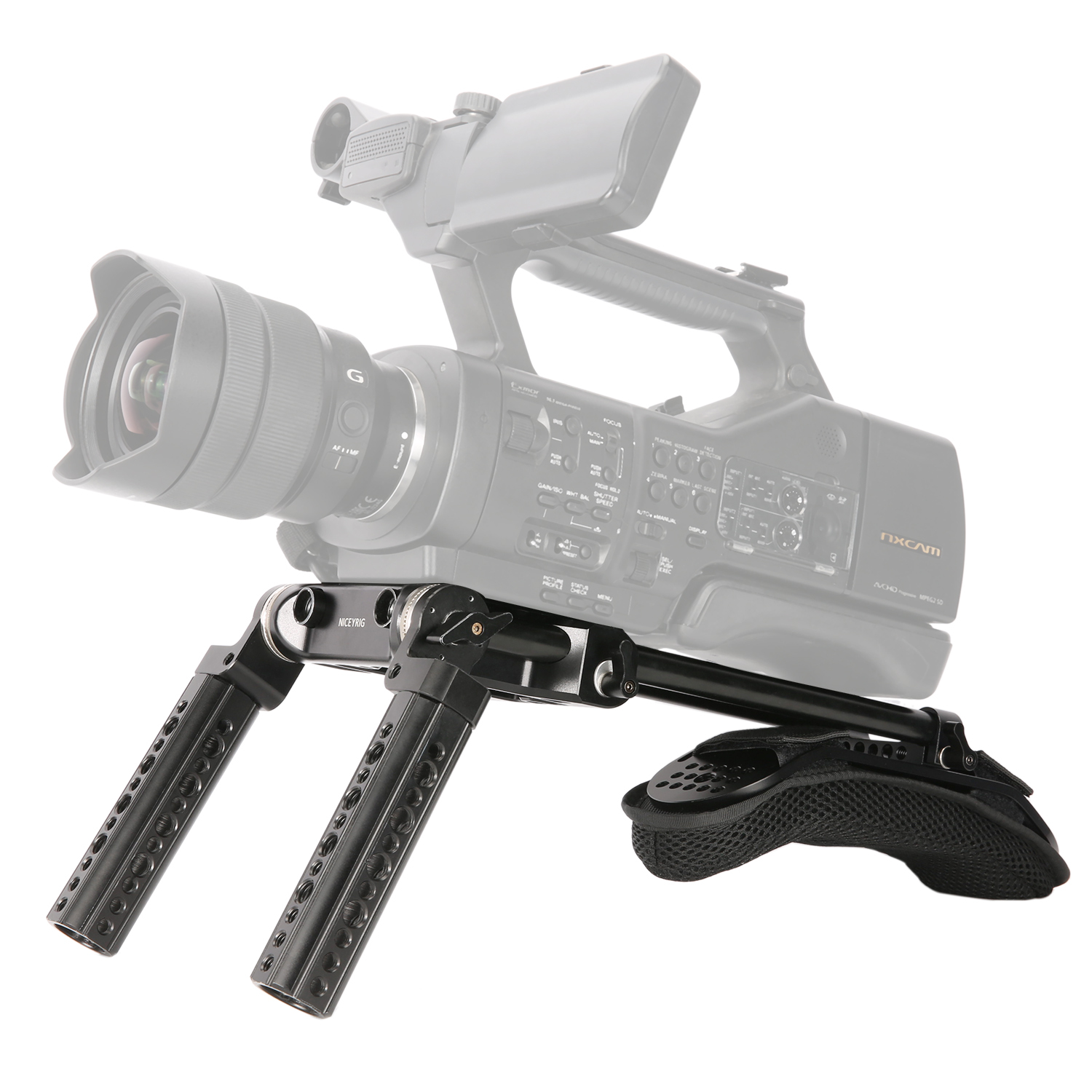 Niceyrig Universal Shoulder Pad Kit 15mm Rod Support System with Rosette Cheese Handle Grip