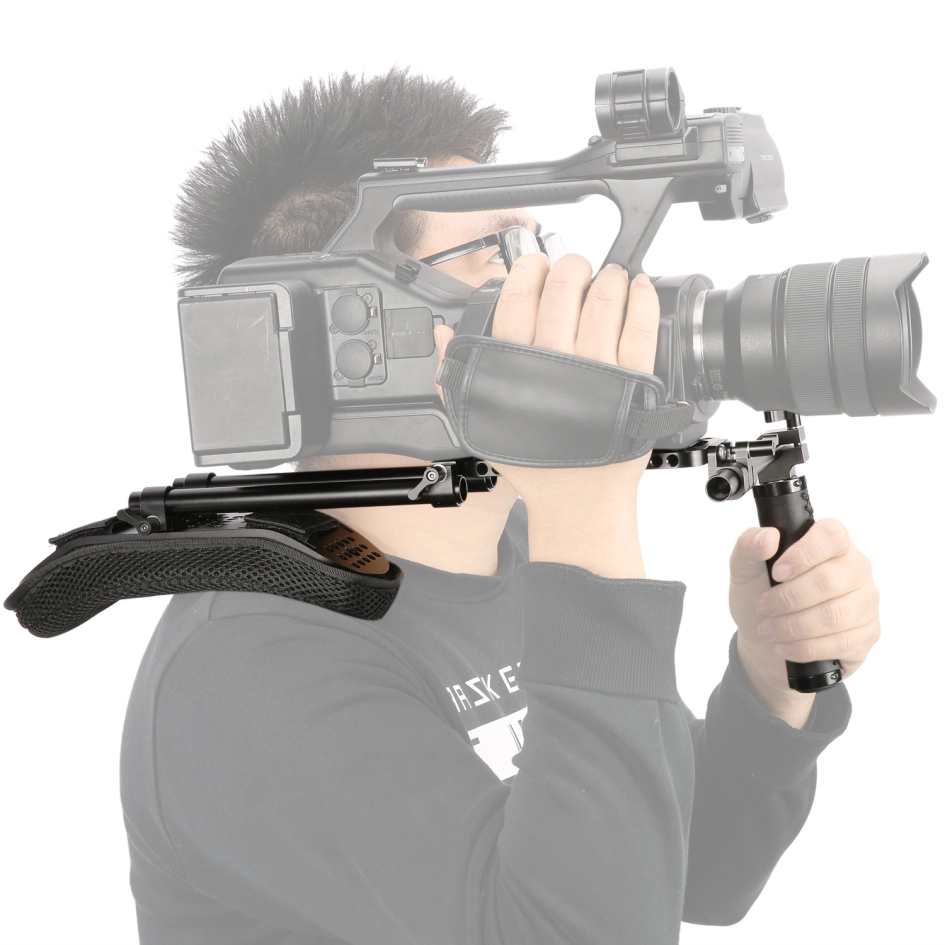 NICEYRIG Rosette Leather Handles With 15mm Rod Clamp - Camera Handle For DSLR Shoulder Rigs
