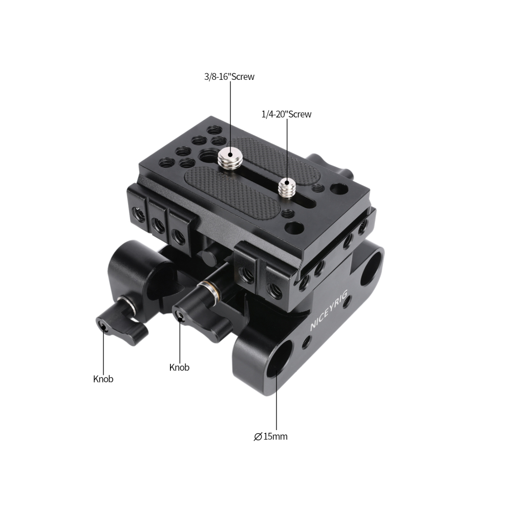 Niceyrig Manfrotto Universal Baseplate with 15mm Rail System Height Adjustable (Capacity: 20kg)