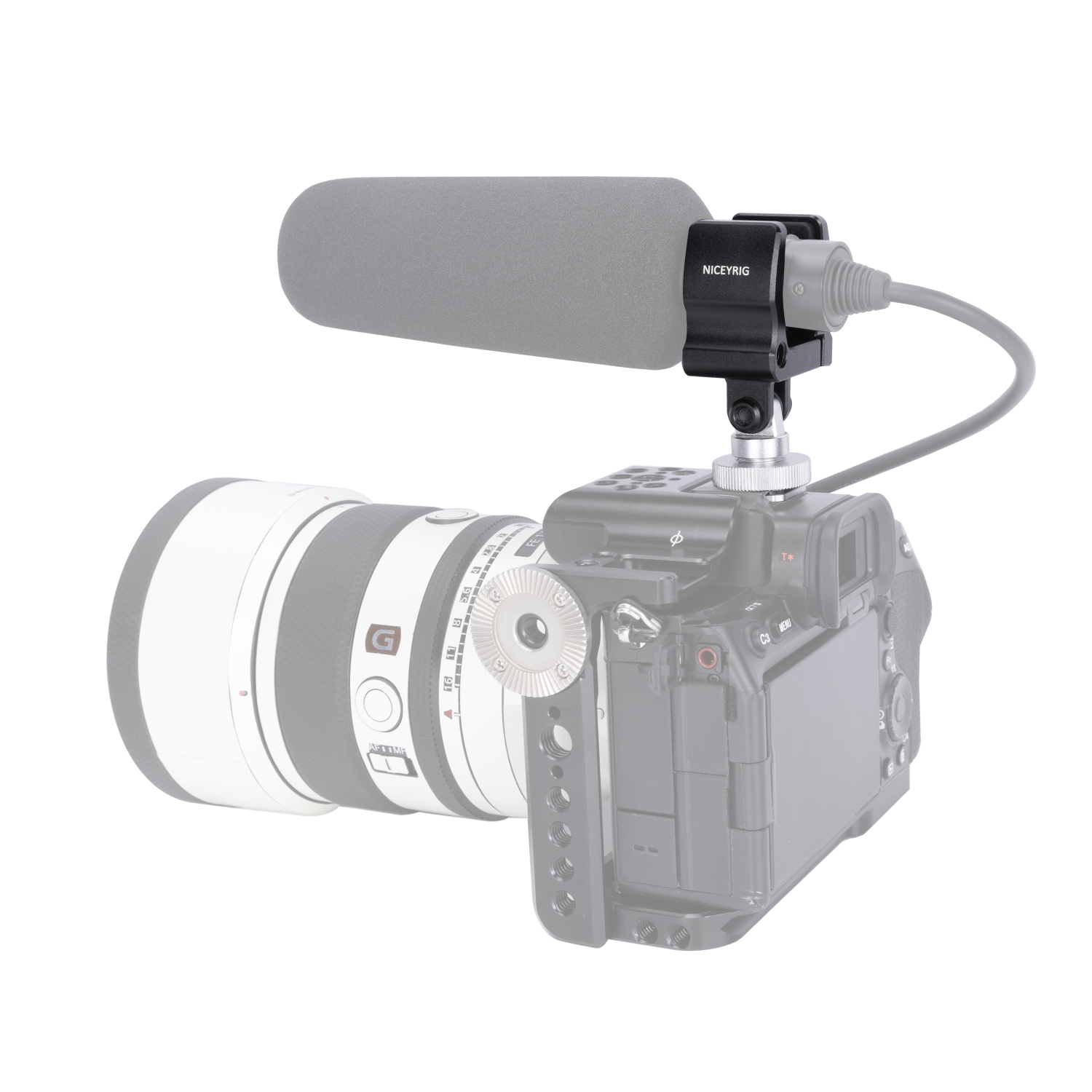 Niceyrig Shotgun Microphone Holder Clamp with Cold Shoe Adaptor