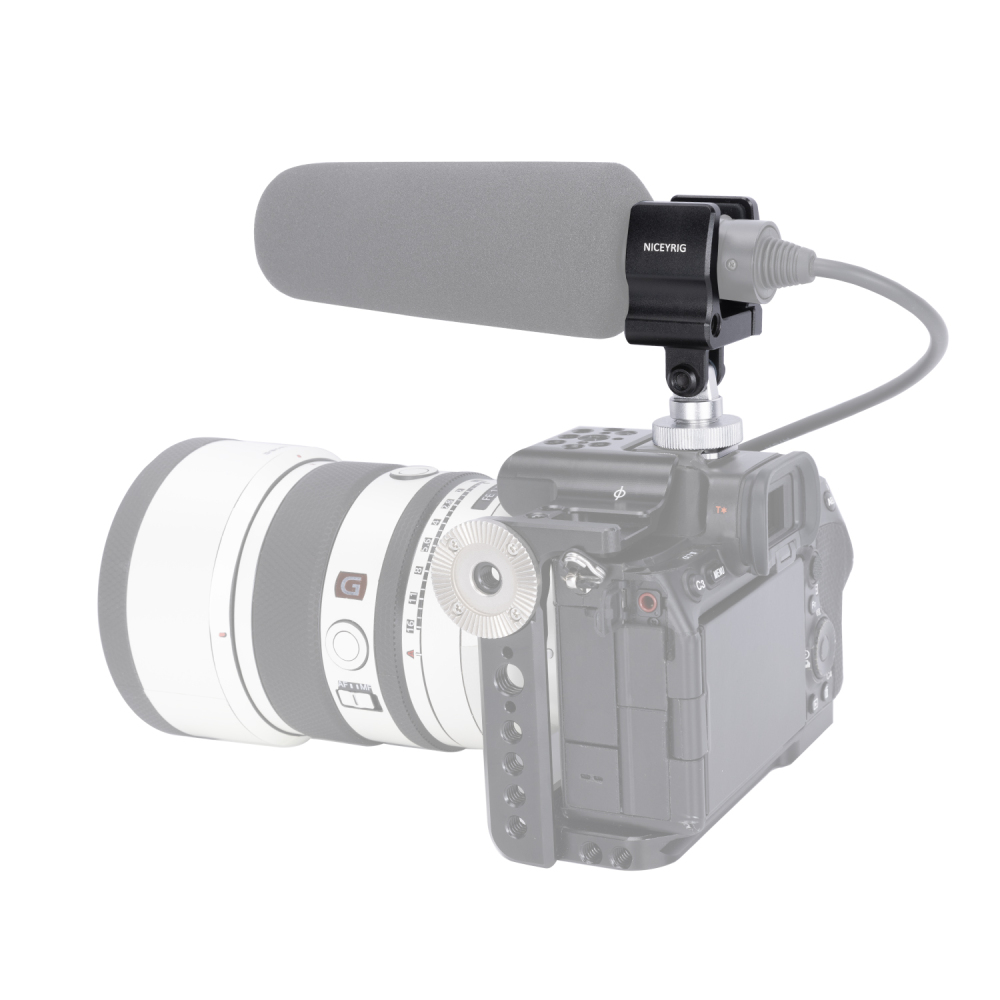 Niceyrig Shotgun Microphone Holder Clamp with Cold Shoe Adaptor
