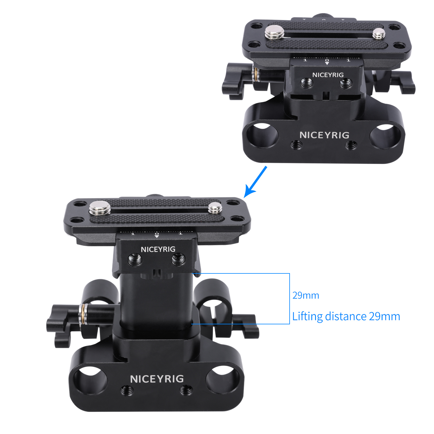 Niceyrig Arca Type Universal Baseplate with 15mm Rail System Height Adjustable (Capacity: 10kg)