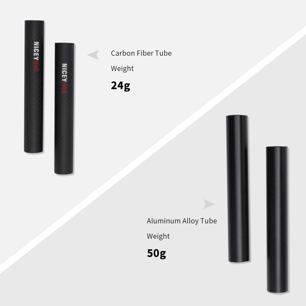 Niceyrig 15mm Carbon Fiber Rods 4-inch (10cm )Length for Rod Support System DSLR Shoulder Rig