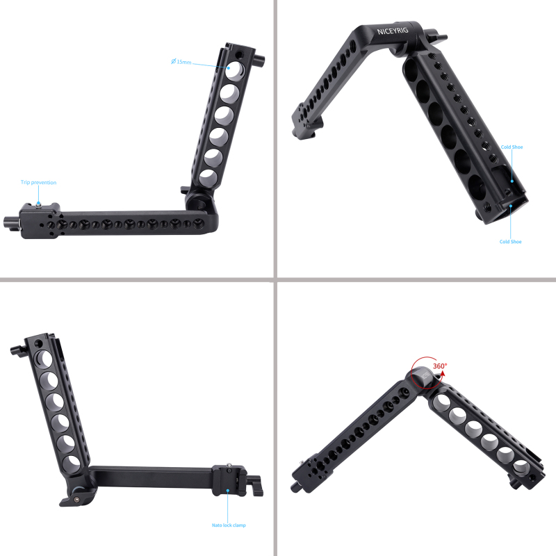 Niceyrig Side Handle with Nato Clamp&Nato Rail for DJI RS2/RSC2/RS3/RS3 MINI/RS3 Pro Stabilizer Gimbals