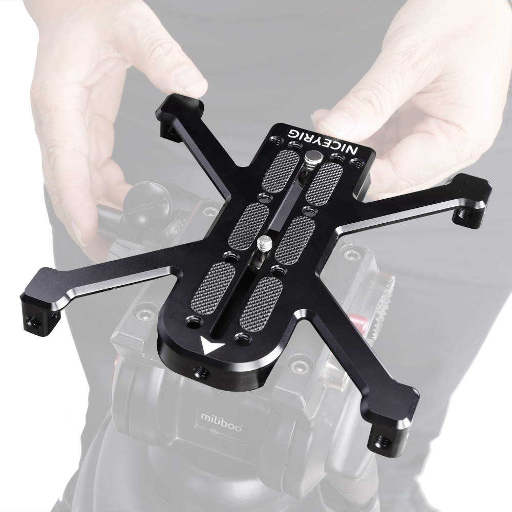 Niceyrig Manfortto Quadruped Baseplate Support For DSLR Camera Horizontally Placing Compatible with Manfortto Tripods