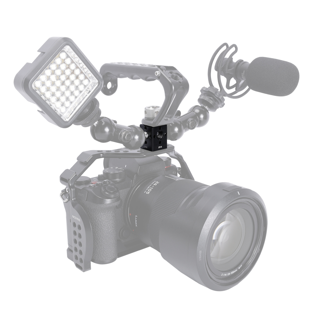 Niceyrig 1/4’’-20 and 3/8’’-16 Thread Holes Extension Bracket with Arri Locating Screw