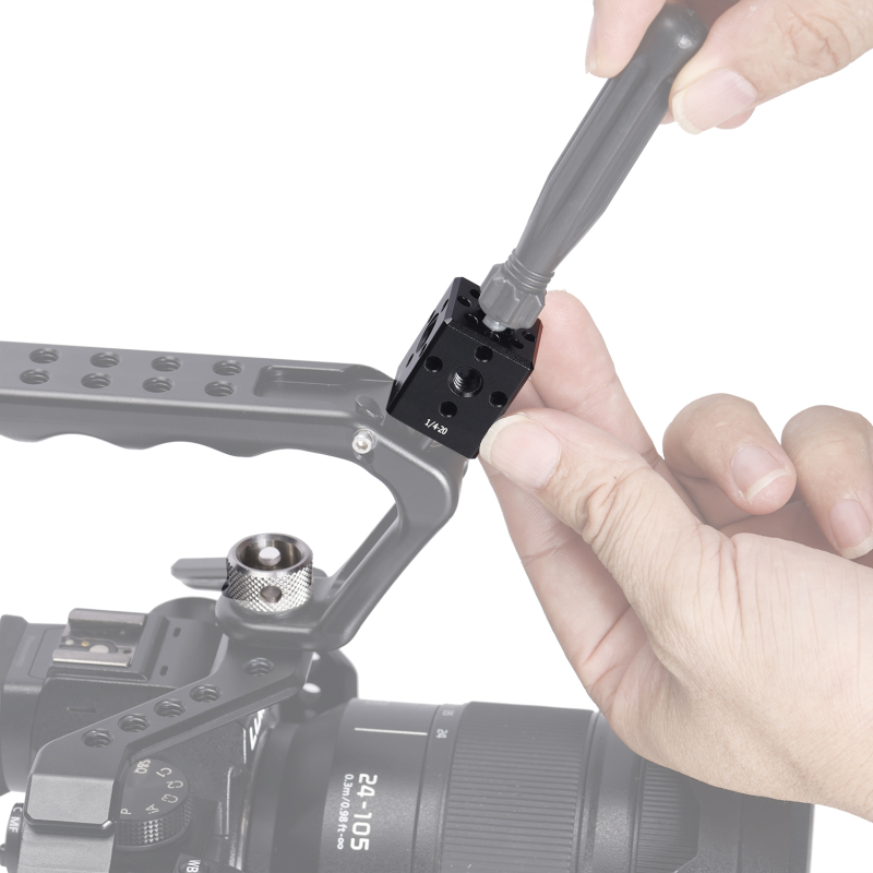 Niceyrig 1/4’’-20 and 3/8’’-16 Thread Holes Extension Bracket with Arri Locating Screw