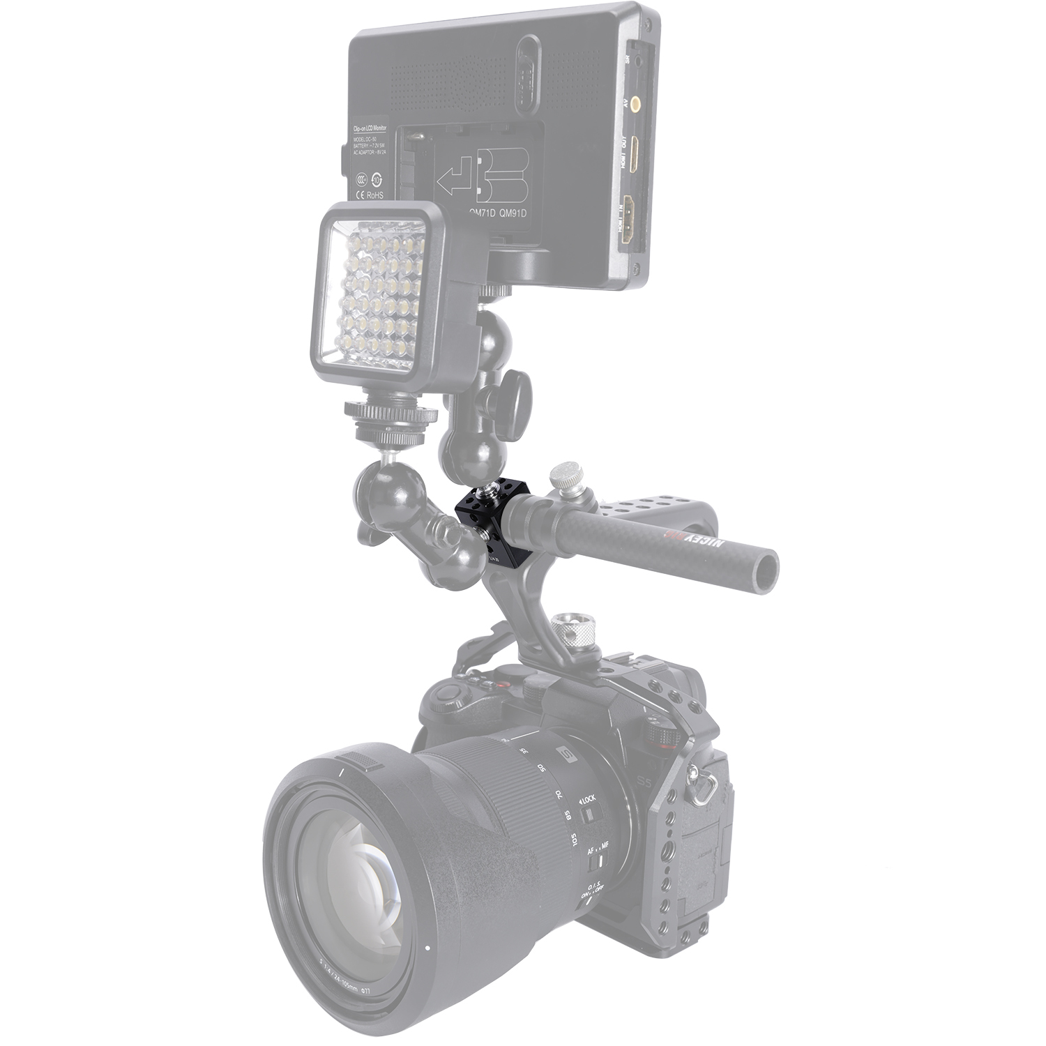 Niceyrig 1/4’’-20 and 3/8’’-16 Thread Holes Extension Bracket with Arri Locating Screw