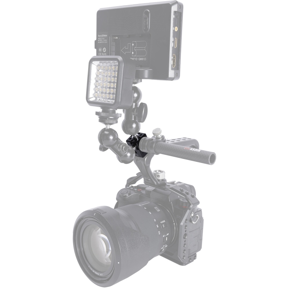 Niceyrig 1/4’’-20 and 3/8’’-16 Thread Holes Extension Bracket with Arri Locating Screw