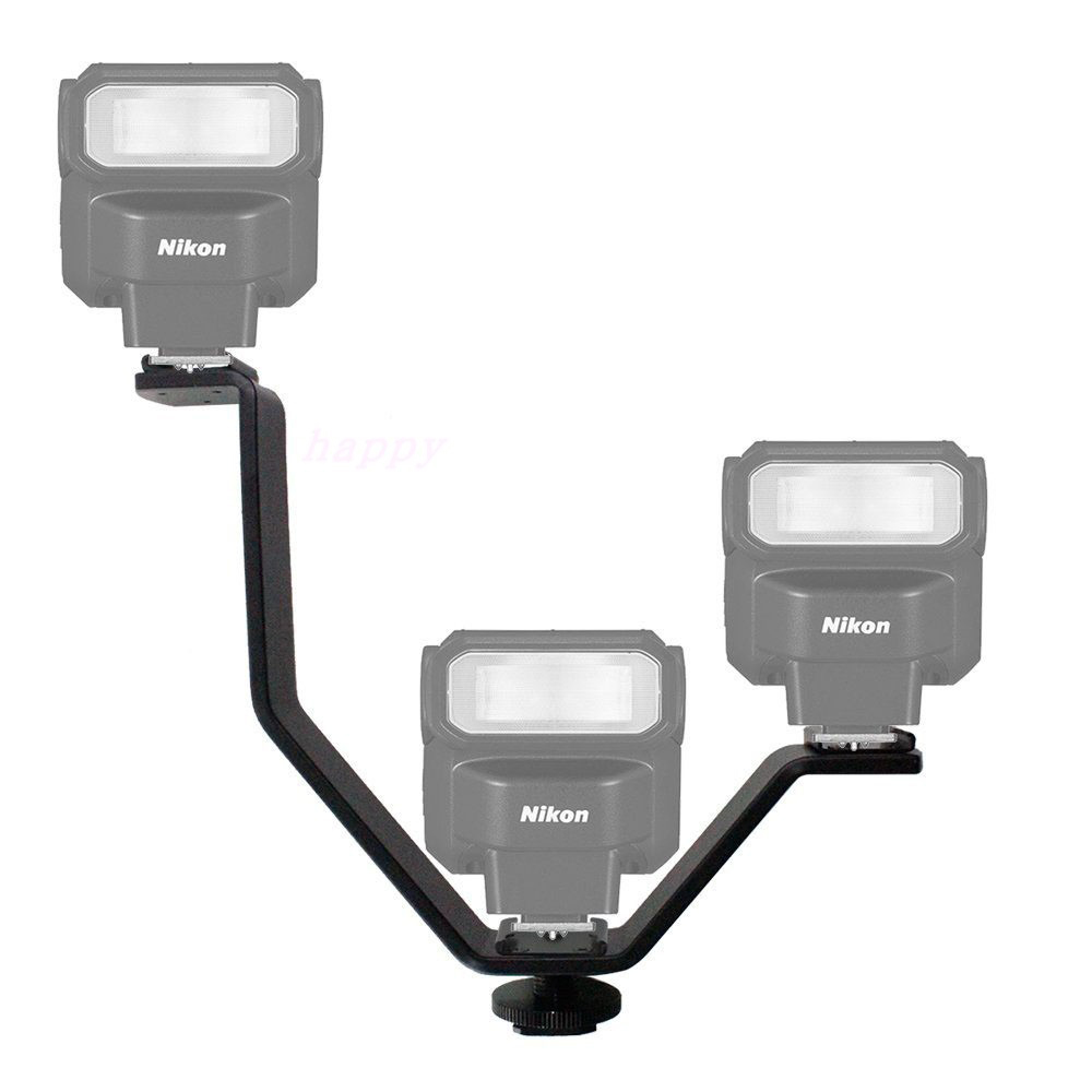 Niceyrig V-Bracket 5"/12.5cm V-Shape Triple 3 Universal Cold Shoe Hot Shoe Mount Bracket for DSLR Camera with LED Video Light, Microphone, Monitor, Flash, Good for Video Photography
