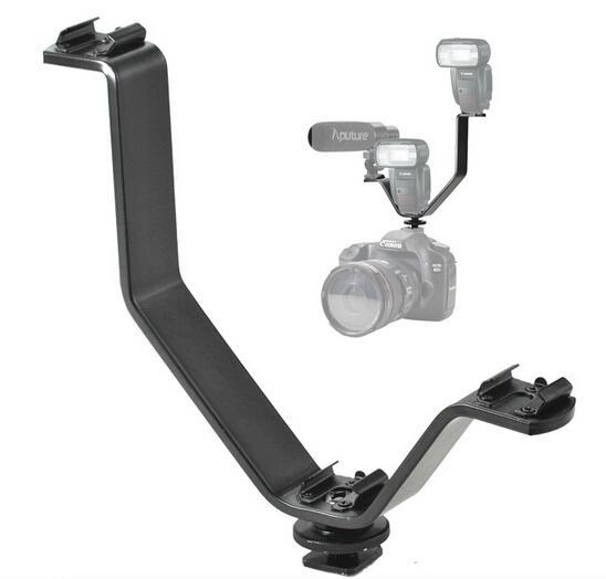 Niceyrig V-Bracket 5"/12.5cm V-Shape Triple 3 Universal Cold Shoe Hot Shoe Mount Bracket for DSLR Camera with LED Video Light, Microphone, Monitor, Flash, Good for Video Photography