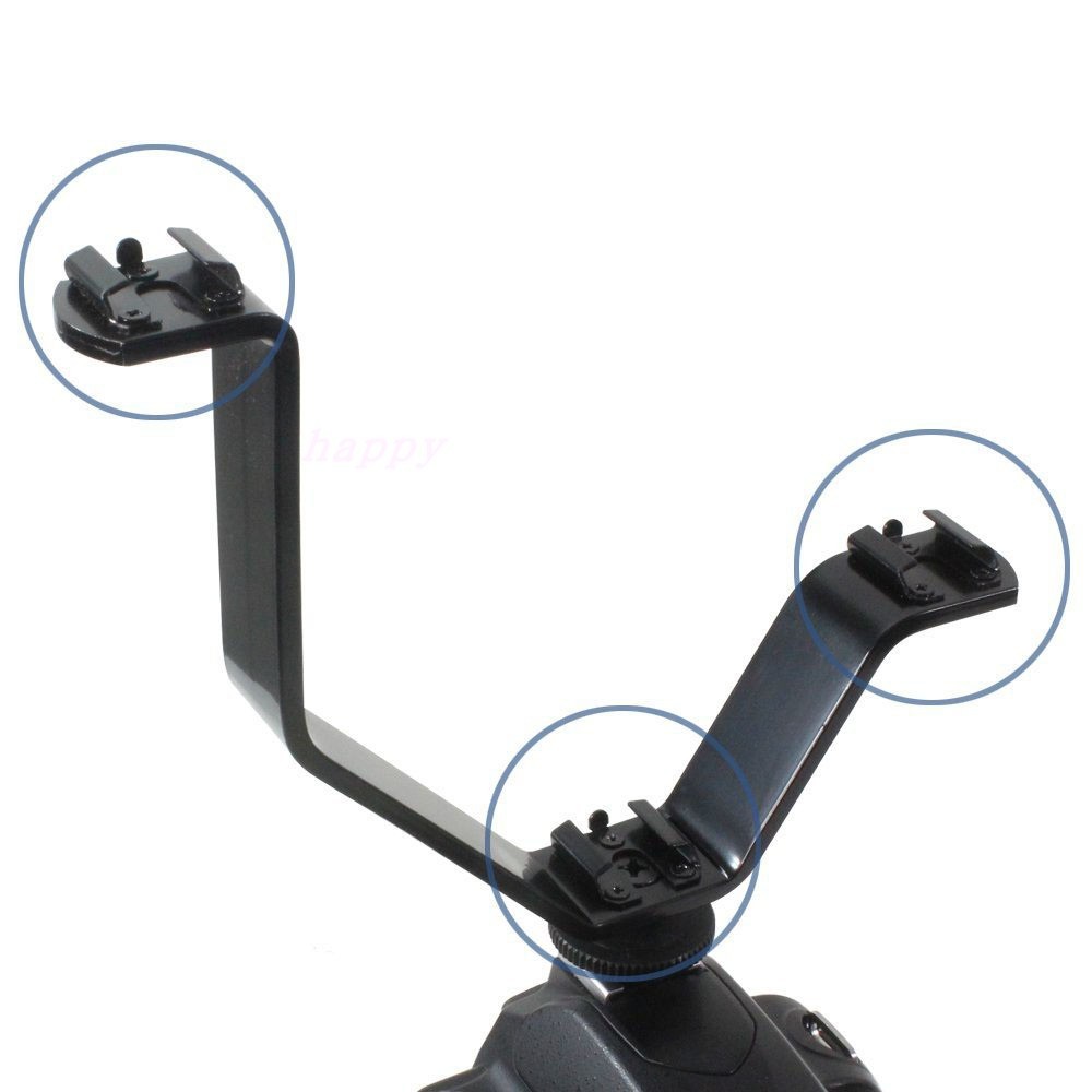 Niceyrig V-Bracket 5"/12.5cm V-Shape Triple 3 Universal Cold Shoe Hot Shoe Mount Bracket for DSLR Camera with LED Video Light, Microphone, Monitor, Flash, Good for Video Photography