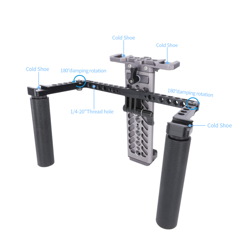 Niceyrig IPad Dual Handheld Holder Clamp Foldable Arca Swiss Tripod Mount for Vlogging Video Recording Compatible with IPad Pro/Air/Mini Android Galaxy Huawei Tablets (5.15 Inches≤width ≤9.65 Inches)