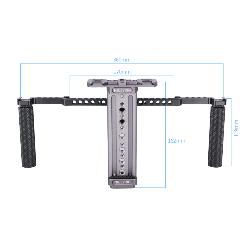 Niceyrig IPad Dual Handheld Holder Clamp Foldable Arca Swiss Tripod Mount for Vlogging Video Recording Compatible with IPad Pro/Air/Mini Android Galaxy Huawei Tablets (5.15 Inches≤width ≤9.65 Inches)