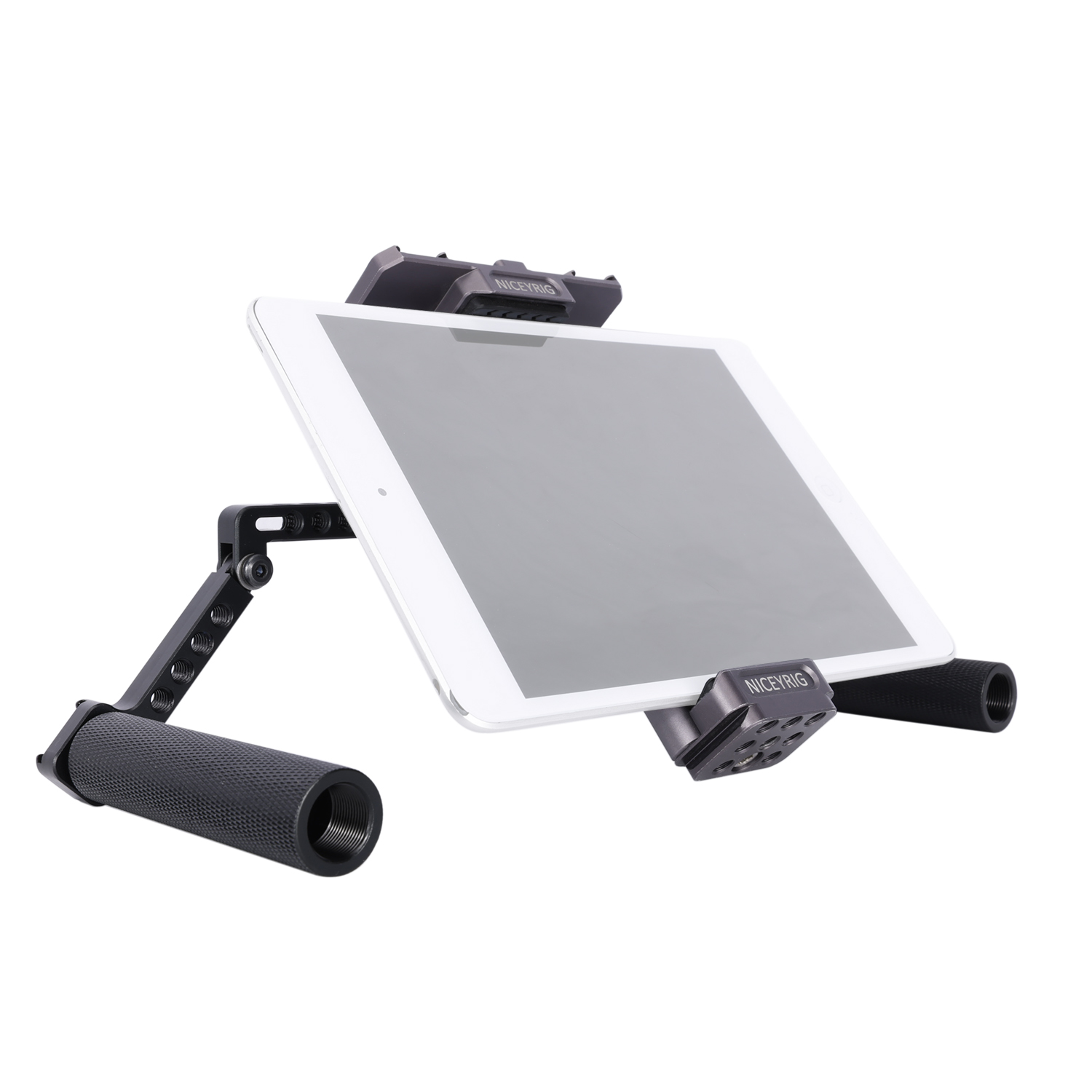 NICEYRIG Tablet Tripod Mount Handheld Video Holder Kit For IPad Mini 7.9/ Air 10.5 10.9/ Pro 11 12.9, Galaxy Tab S8/S7/S6 With 15mm Rod Handle Set, 12'' 15mm Rod And