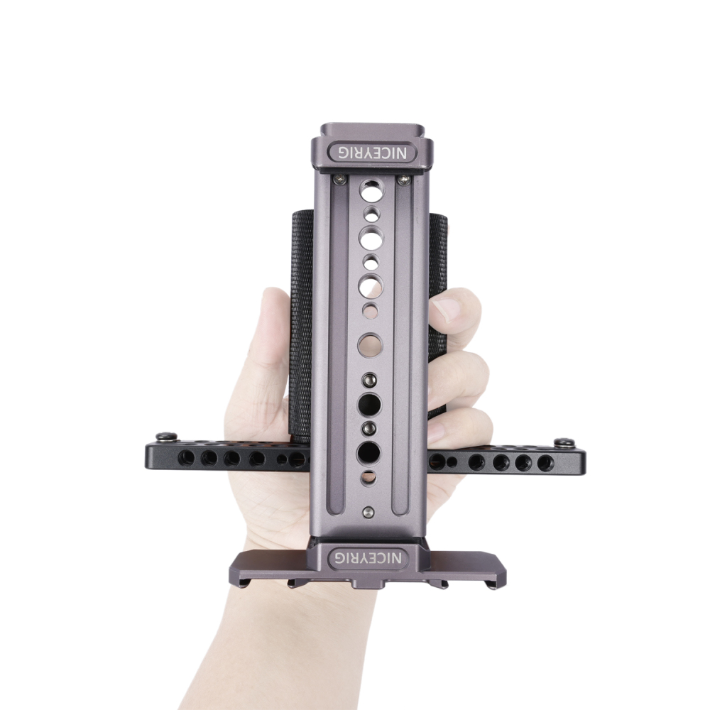 Niceyrig IPad Dual Handheld Holder Clamp Foldable Arca Swiss Tripod Mount for Vlogging Video Recording Compatible with IPad Pro/Air/Mini Android Galaxy Huawei Tablets (5.15 Inches≤width ≤9.65 Inches)