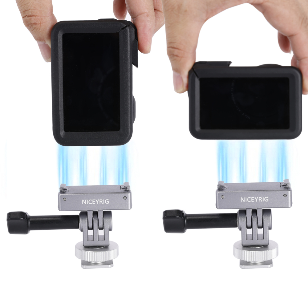Niceyrig Action Camera Magnetic Mounting Adaptor Quick Release with Cold Shoe Adaptor for DJI Osmo Action 4/ Action 3/ Action 2