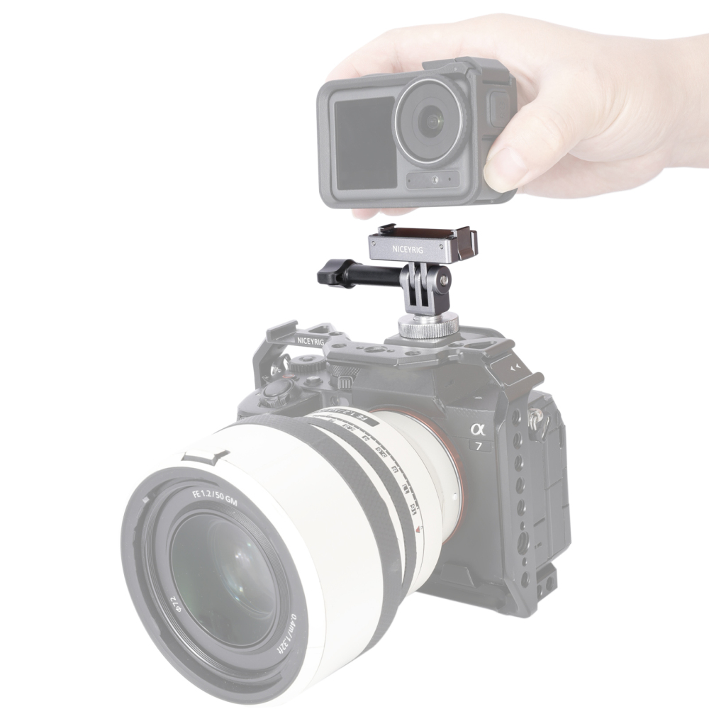 Niceyrig Action Camera Magnetic Mounting Adaptor Quick Release with Cold Shoe Adaptor for DJI Osmo Action 4/ Action 3/ Action 2