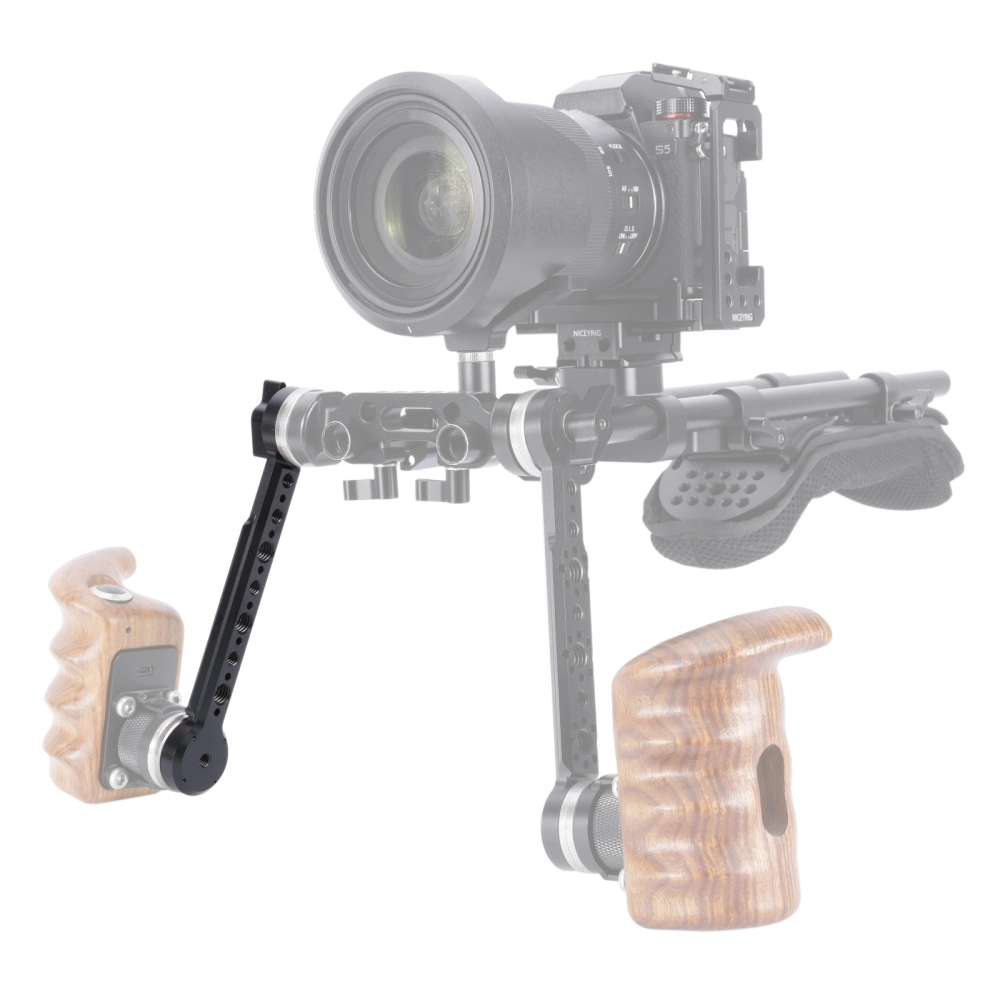 NICEYRIG Mango Lateraal, rozetgreep, leren handvat met AR RI-standaard adapter voor rozetmontage (M6-schroefdraad, 31,8 mm) voor 15 mm camera- schouder-rig-steunsysteem