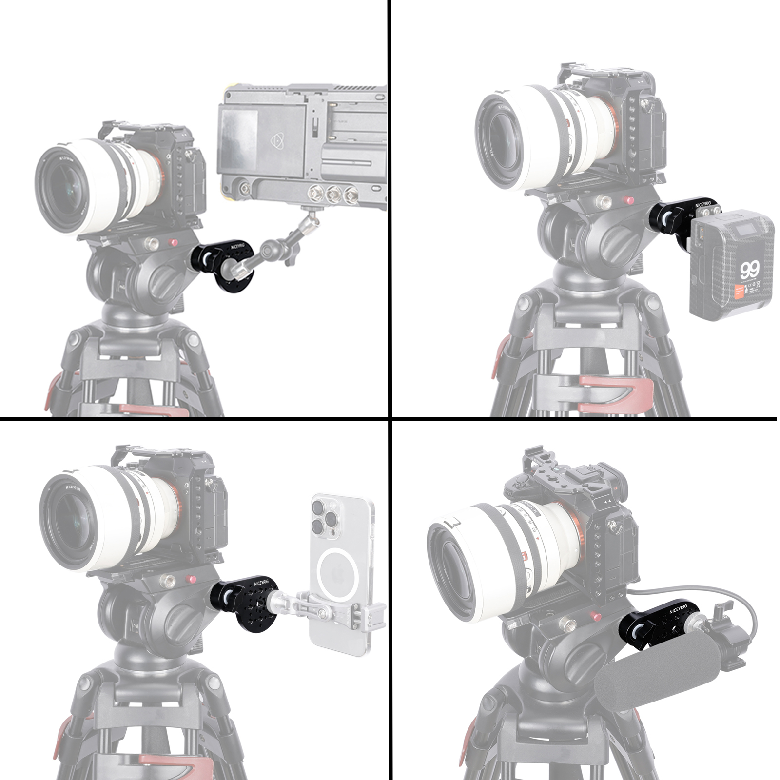 Niceyrig Video Tripod Mount Side Plate with Rosette Mount (30T, M8 Thread)