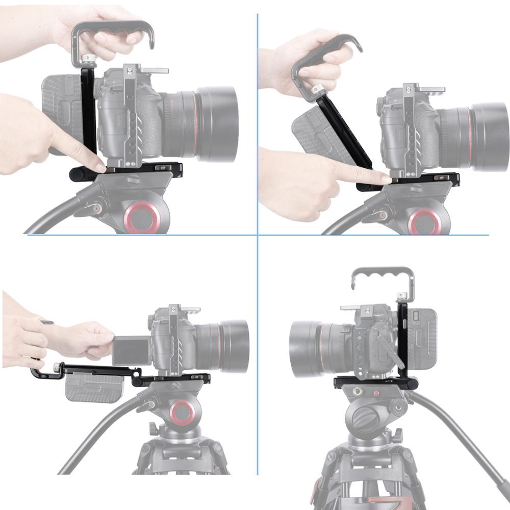 Niceyrig Foldable Camera V-Lock Battery L-Bracket Mount Comes with Arca-Swiss Baseplate & Manfrotto Standard Plate for DSLR Camera Switching Tripod Mount