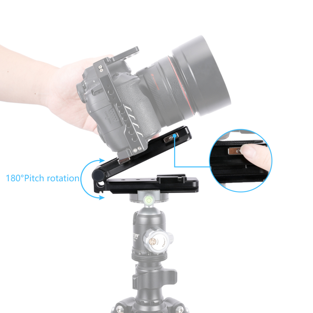 Niceyrig Foldable Camera V-Lock Battery L-Bracket Mount Comes with Arca-Swiss Baseplate & Manfrotto Standard Plate for DSLR Camera Switching Tripod Mount