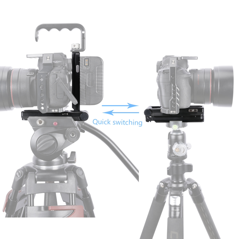 Niceyrig Foldable Camera V-Lock Battery L-Bracket Mount Comes with Arca-Swiss Baseplate & Manfrotto Standard Plate for DSLR Camera Switching Tripod Mount