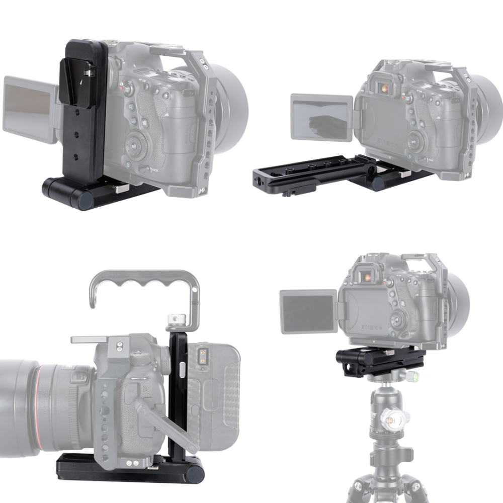 Niceyrig Foldable Camera V-Lock Battery L-Bracket Mount Comes with Arca-Swiss Baseplate & Manfrotto Standard Plate for DSLR Camera Switching Tripod Mount