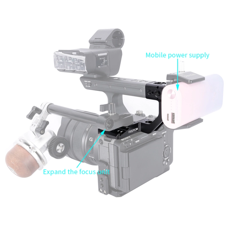 Niceyrig Extension Kit for Sony FX3/FX30 XLR Handle Comes with Cold Shoe Mount 1/4’’-20 Thread Holes&3/8’’-16 Arri Locating Mounting Points