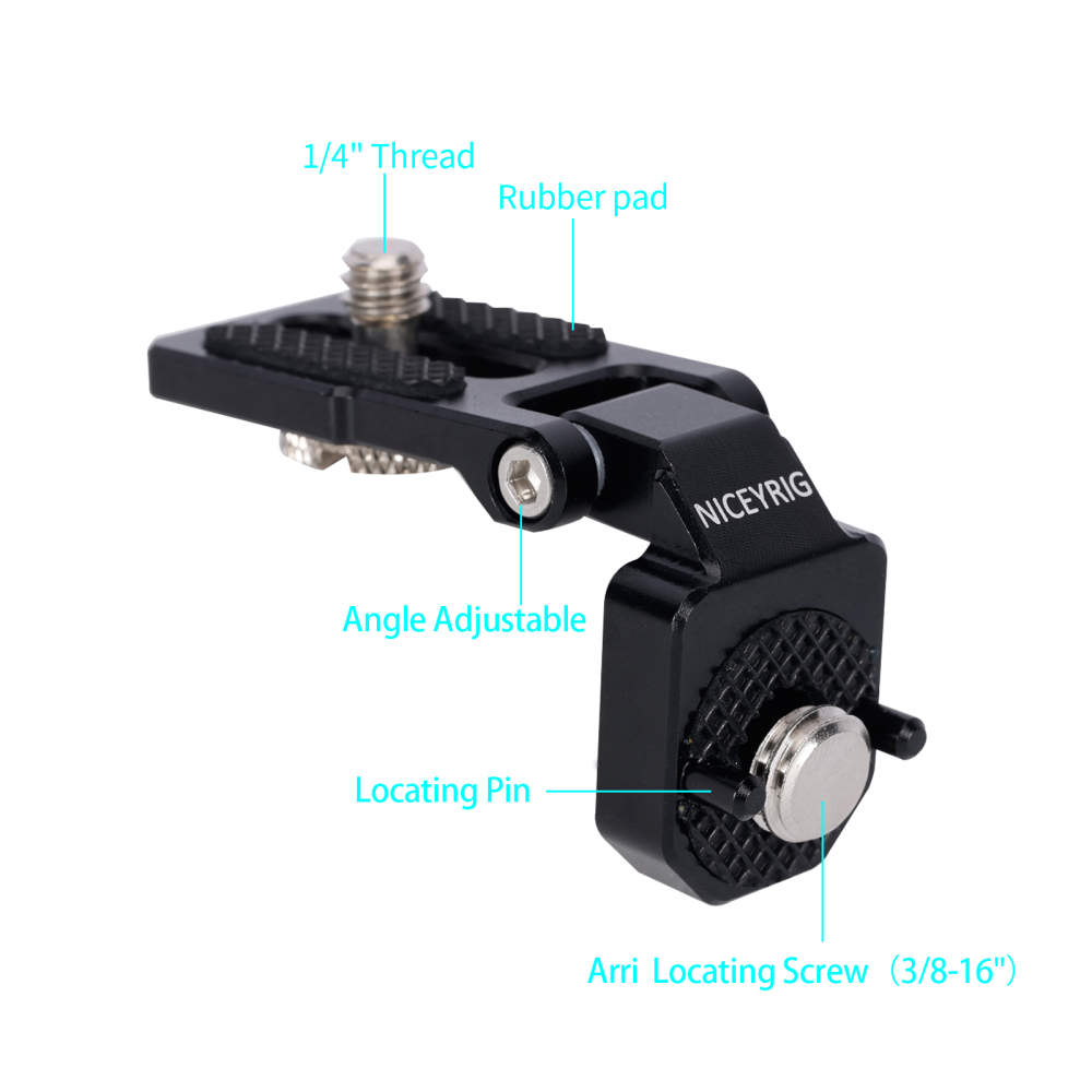 Niceyrig 180°Tilt Mounting Adaptor for Monitor/Battery/Wireless Transmission with 3/8-16 Arri Locating Screws (Weight Capacity: 0.5 kg)