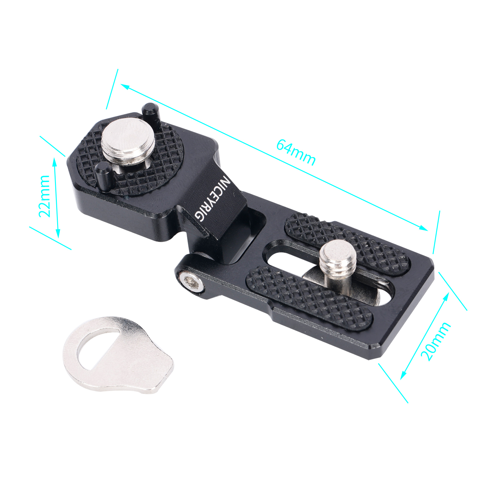 Niceyrig 180°Tilt Mounting Adaptor for Monitor/Battery/Wireless Transmission with 3/8-16 Arri Locating Screws (Weight Capacity: 0.5 kg)