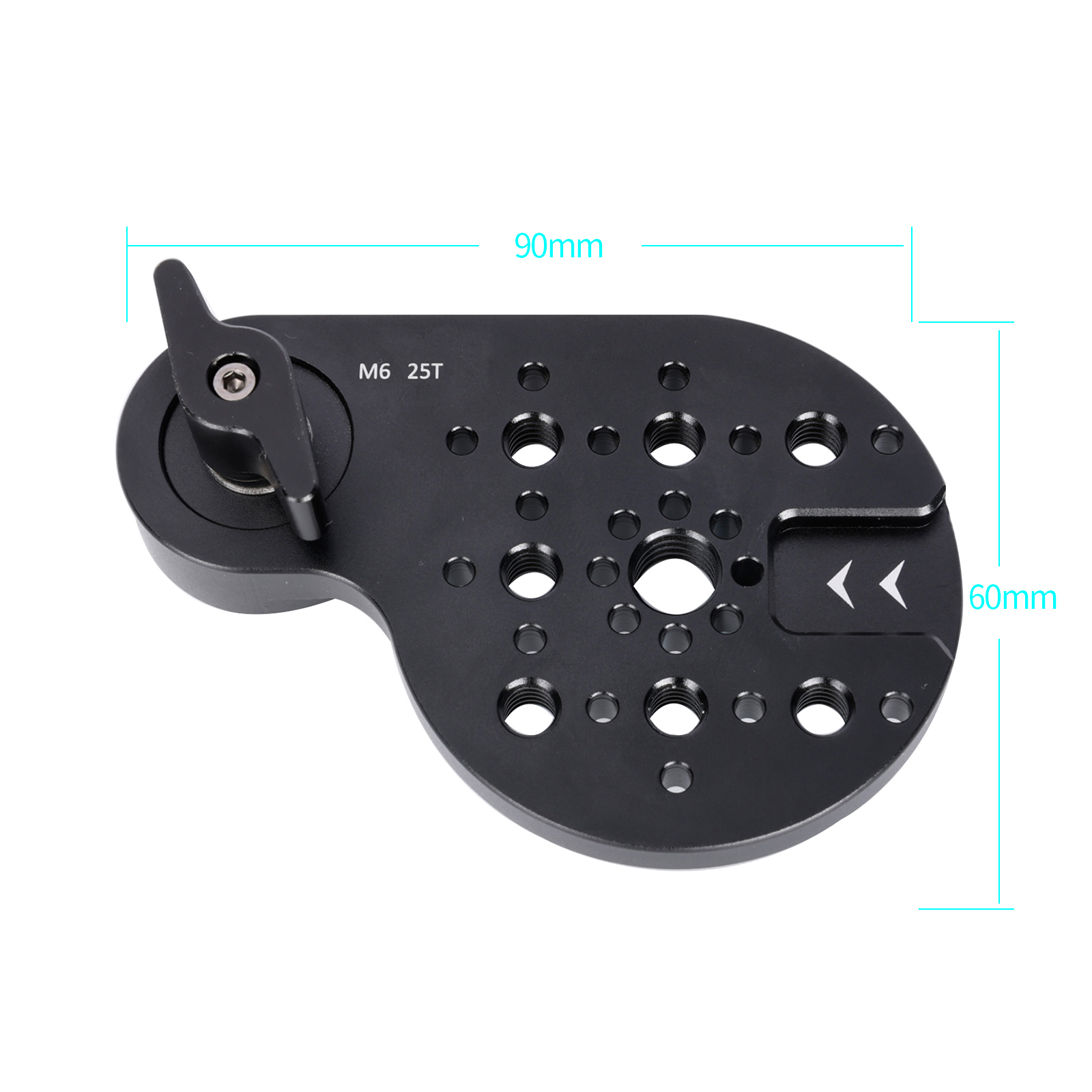 Niceyrig Video Tripod Mount Side Plate Rosette Mount (25T, M6 Thread) with Cold Shoe 1/4&3/8 Arri Locating Holes