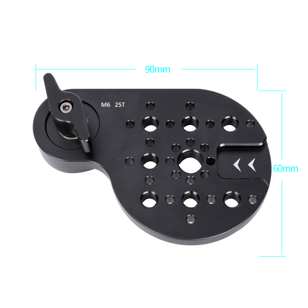 Niceyrig Video Tripod Mount Side Plate Rosette Mount (25T, M6 Thread) with Cold Shoe 1/4&3/8 Arri Locating Holes