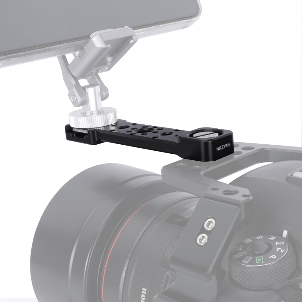 Niceyrig Extension Bar with Cold Shoe Mount & 3/8’’-16 Arri Locating Screw (Capacity:3KG)