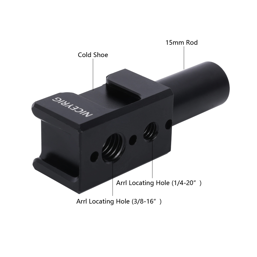 Niceyrig Three-side Cold Shoe Mount with 15MM Extension Single Rod & Arri Locating Holes