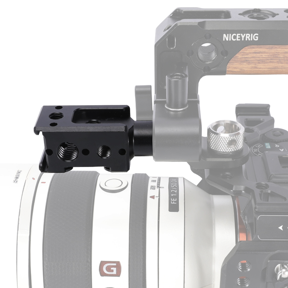 Niceyrig Three-side Cold Shoe Mount with 15MM Extension Single Rod & Arri Locating Holes