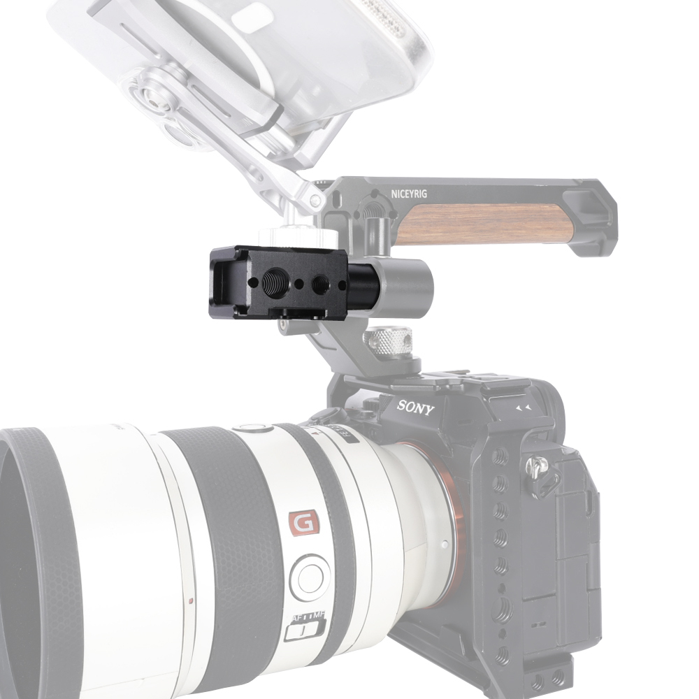Niceyrig Three-side Cold Shoe Mount with 15MM Extension Single Rod & Arri Locating Holes