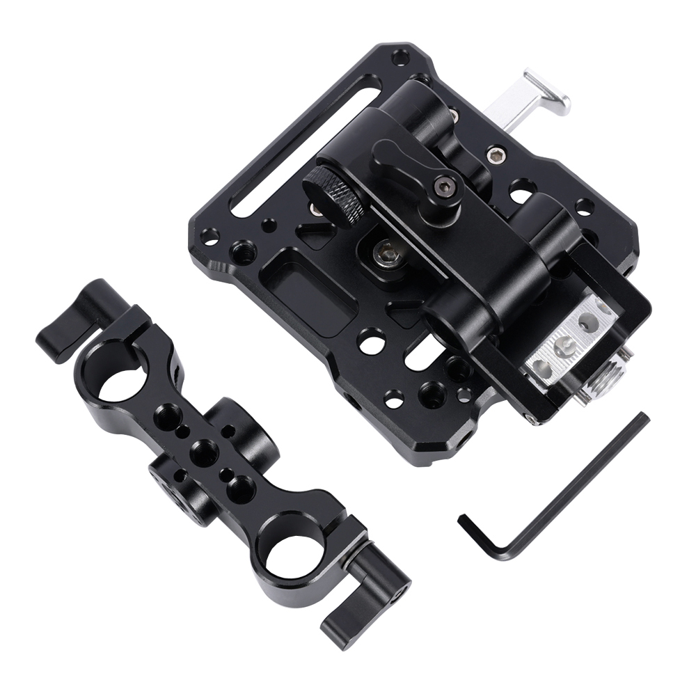 Niceyrig V-Mount/V-Lock Battery Plate with 3/8 Arri Locating Adjustable Arm & 15MM Rod Clamp